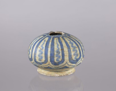 Bottle belly, glazed ceramic bottle, utility vessel decorated with cicadas, Persian Islamic art,
