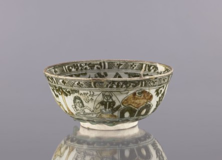 Bowl, late 19th century 1893, Iran. Ceramic vessel, height 8.5 cm, diameter 19 cm. Persian/Qajar