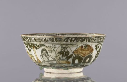 Bowl, late 19th century 1893, Qajar dynasty, Iran; ceramic vessel, height 8.5 cm, diameter 19 cm.