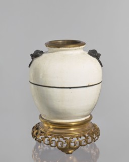 Gilded bronze mounted vase-lamp body, maker, Chinese; Qing dynasty 1644–1911; decorative vessel;