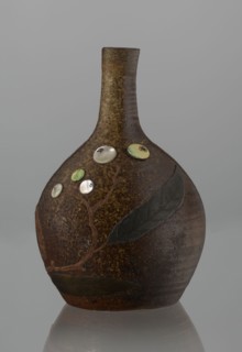 Sake bottle tokkuri, noted. Japanese, Edo–Meiji period 19th century. Bizen ware. A bottle with a
