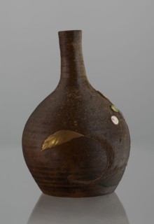 Sake bottle tokkuri, Japanese, Bizen; 19th century Edo–Meiji. Stoneware vessel with spherical belly