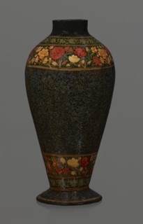 Vase, Qajar dynasty 1785–1925, Persian, 19th century, lacquer vase. Decoration: densely placed