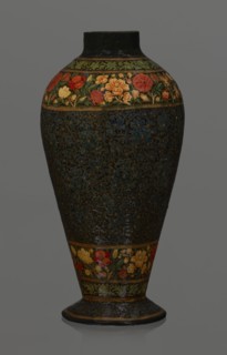 Vase, Qajar dynasty 1785–1925, Persian, Islamic art; lacquer vase, 19th century, Iran; vessel,