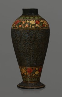 Vase, Qajar dynasty 1785–1925, Persian, Islamic art; lacquer vase, 19th century, Iran. Vessel,