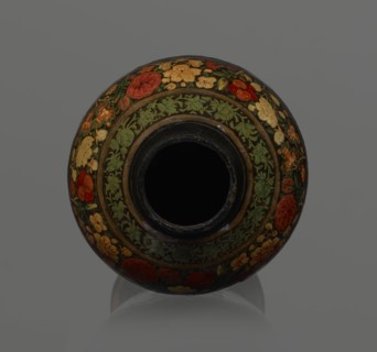 Vase, Qajar dynasty 1785–1925, Islamic art, Persian; lacquered vessel, 19th century, Iran; height