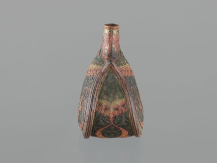 Waterskin matara, Islamic/Turkish, Ottoman dynasty 1299–1922. Kidney-shaped leather waterskin with