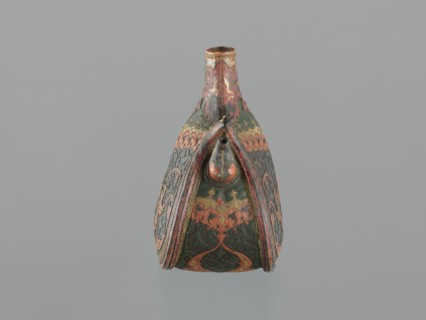 Waterskin matara, Ottoman Turkey, 2nd half of the 16th century. Kidney-shaped leather waterskin