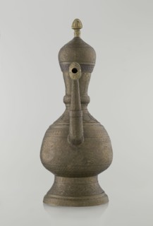 Jug aftabe, Islamic art, Persian, Qajar dynasty 1785–1925; aftabe with dense plant and geometric