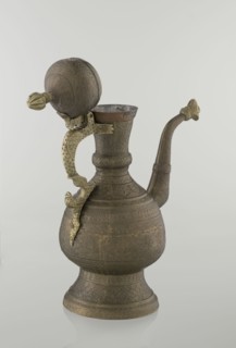 Jug aftabe, Persian, Qajar dynasty 1785–1925, aftabe; dense plant and geometric ornament; dragons,