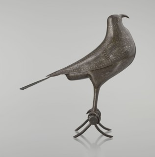 Falcon on a branch, Islamic art, Persian culture, sculpture/figurine of a bird falcon, feathers,