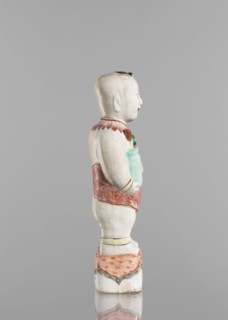 One of the Hehe Er Xian brothers holding a vase with lotus buds;, Chinese; Qing dynasty, Kangxi