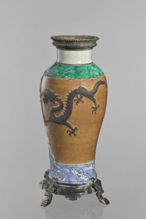Bronze-framed vase, creator unknown, Chinese, Qing dynasty 1644–1911; decorative ceramic vessel