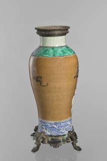 Bronze-framed vase, creator unknown, Chinese, Qing dynasty 1644–1911. Ceramic vessel with plastic