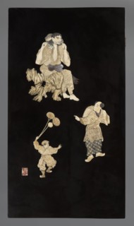 Panel, Japanese art, Japanese, Meiji 1868–1912, panels, toads, rocks, children, frogs, asanoha