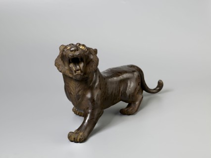 Okimono in the shape of a tiger;, Meiji period 2nd half of the 19th century, 1868–1912; Japanese;