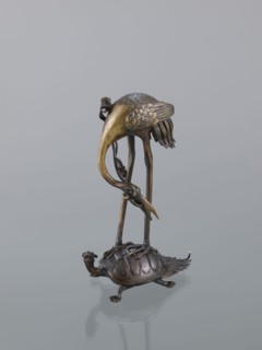 Candlestick shokudai, lotuses, turtles, cranes iconography, Japanese art, Meiji 1868–1912, animals,