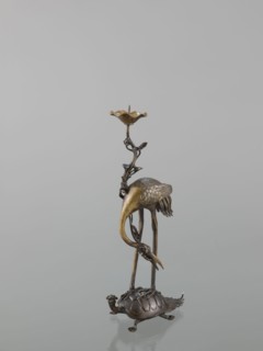Candlestick shokudai, ; materials/features: lotuses, turtles, cranes iconography, animals;