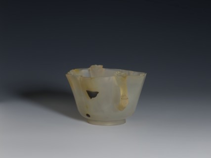 Bowl, 19th century, China, Qing 1644–1911. Spotted agate vessel, hexagonal in the upper part, on a