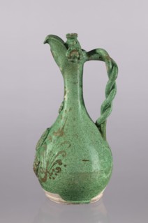 Jug, Islamic, Turkish, Ottoman dynasty 1299–1922, glazed ceramic, 19th century, Çanakkale, Turkey;