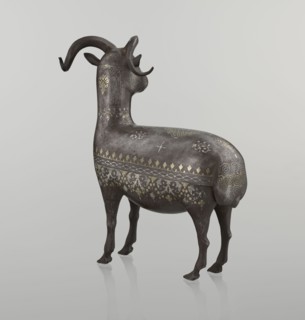 Ram, Persian, Qajar dynasty 1785–1925, 1st half of the 19th century. Sculpture; animal figurine of