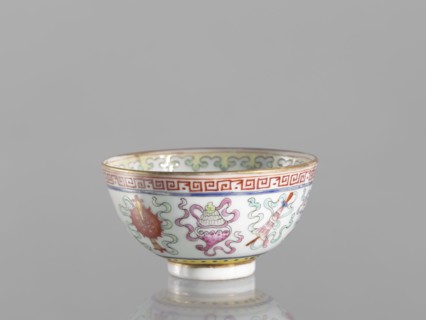 Bowl, ; Qing dynasty 1644–1911, 19th century, China; colored porcelain; bowl on a foot, decorated