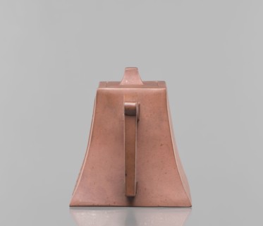 Teapot with a lid, tea vessel, Yixing-style red-brown stoneware, inscriptions, Chinese, Qing