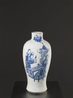 Vase, figurative scenes, ceramics, gardens, Chinese art, Chinese culture, blue and white porcelain,