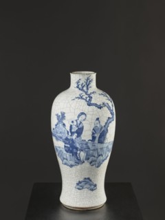 Vase, figurative scenes, ceramics, gardens, Chinese art, Chinese culture, blue-and-white porcelain,