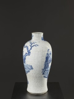 Vase, figurative scenes, ceramics, gardens, Chinese art, Chinese culture, blue-and-white porcelain,