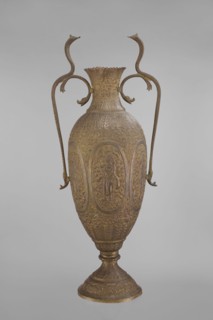 Vase, repossession; Vishnu; Indian art; Indian culture; cobras snakes; plant ornament; geometric