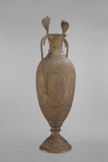 Vase, repossession; Vishnu, cobras snakes, plant ornament, geometric ornament, figural scenes,