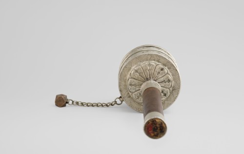 Prayer wheel, Tibetan Buddhist art, Himalayan, Buddhist art, 19th century, Tibet, scrolls, cult