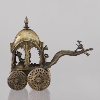 Miniature of a chariot, Indian, 19th century, South Asia; model of a temple chariot with peacocks
