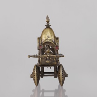 Miniature of a chariot;, 19th century, India; model; height 24.0 cm, width 28.0 cm. Temple chariot
