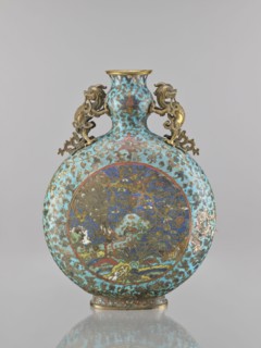 Vase — moon bottle pilgrim with a sleeve, maker, cloisonné enamel; Qing dynasty 1644–1911, 19th