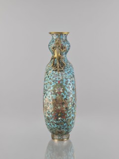 Vase — moon bottle pilgrim with a sleeve; maker, ; cloisonné enamel; Qing dynasty 1644–1911, 19th
