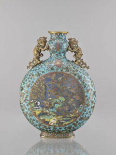Vase - moon bottle pilgrim with a sleeve, cloisonné enamel, Qing 1644–1911, 19th century, China,