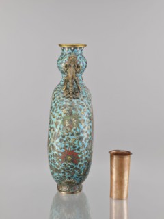 Vase — moon bottle pilgrim with a sleeve; maker, ; cloisonné enamel; Qing dynasty 1644–1911, 19th