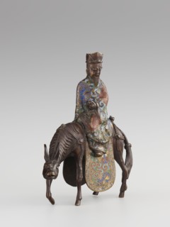 Sage on a Mule;, cloisonné enamel; Qing 1644–1911, 19th century; China; sculpture depicting a sage