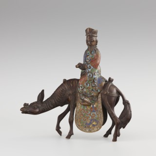 Sage on a Mule, cloisonné enamel, Qing 1644–1911, 19th century, China; sculpture depicting a sage