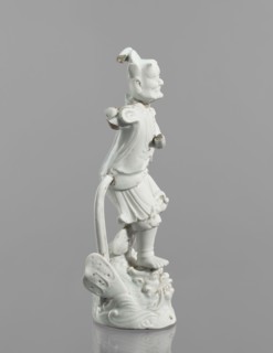 Kui Xing figurine with a leg resting on a mythical fish-dragon; ceramics; Chinese; 18th century;