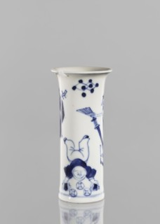 Flute-type vase, figurative scenes, ceramics, blue-and-white porcelain, Chinese, musicians, stars;