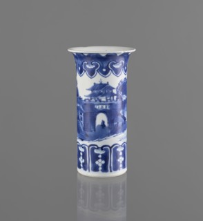 Flute-type vase, Chinese blue-and-white porcelain, landscape motifs; Kangxi period 1662–1722,