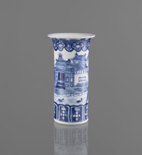 Flute-type vase, ceramics, blue-and-white porcelain, Chinese art, landscape motifs, Chinese,