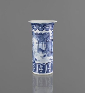 Flute-type vase, ceramics, blue-and-white porcelain, Chinese art, landscape motifs, Chinese,