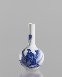Vase-bottle, blue and white porcelain, figural scenes and landscape motifs, Chinese, Kangxi period