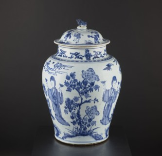 Pot with a cover, Chinese, Qing dynasty 1644–1911, 18th century. Blue-and-white porcelain storage