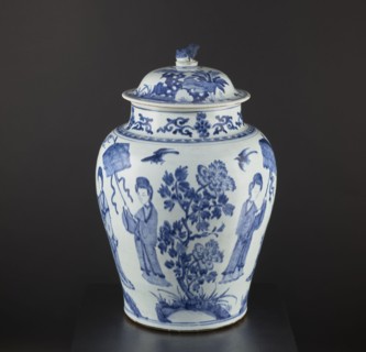 Pot with a cover, Chinese, Qing dynasty 1644–1911, 18th century. Blue-and-white porcelain storage