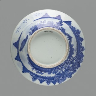 Flowerpot on base;, Chinese; Qing dynasty 1644–1911; blue-and-white porcelain jardinière with
